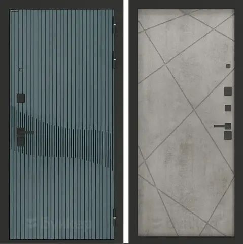 Входная металлическая дверь Бункер BN-13 Веллюто верде / Лучи Бетон светлый