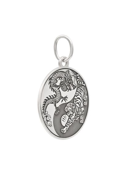 Инь-Ян (Тигр-Дракон) подвеска из серебра 925 пробы, вид сбоку