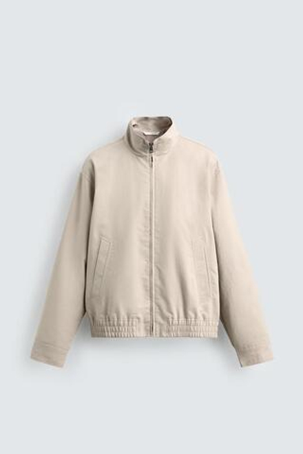 ZARA ХЛОПКОВАЯ КУРТКА С КАРМАНАМИ, КАМЕННО-СЕРЫЙ