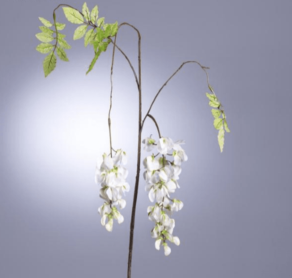 Глициния белая 100см Искуственный шелк, пластик