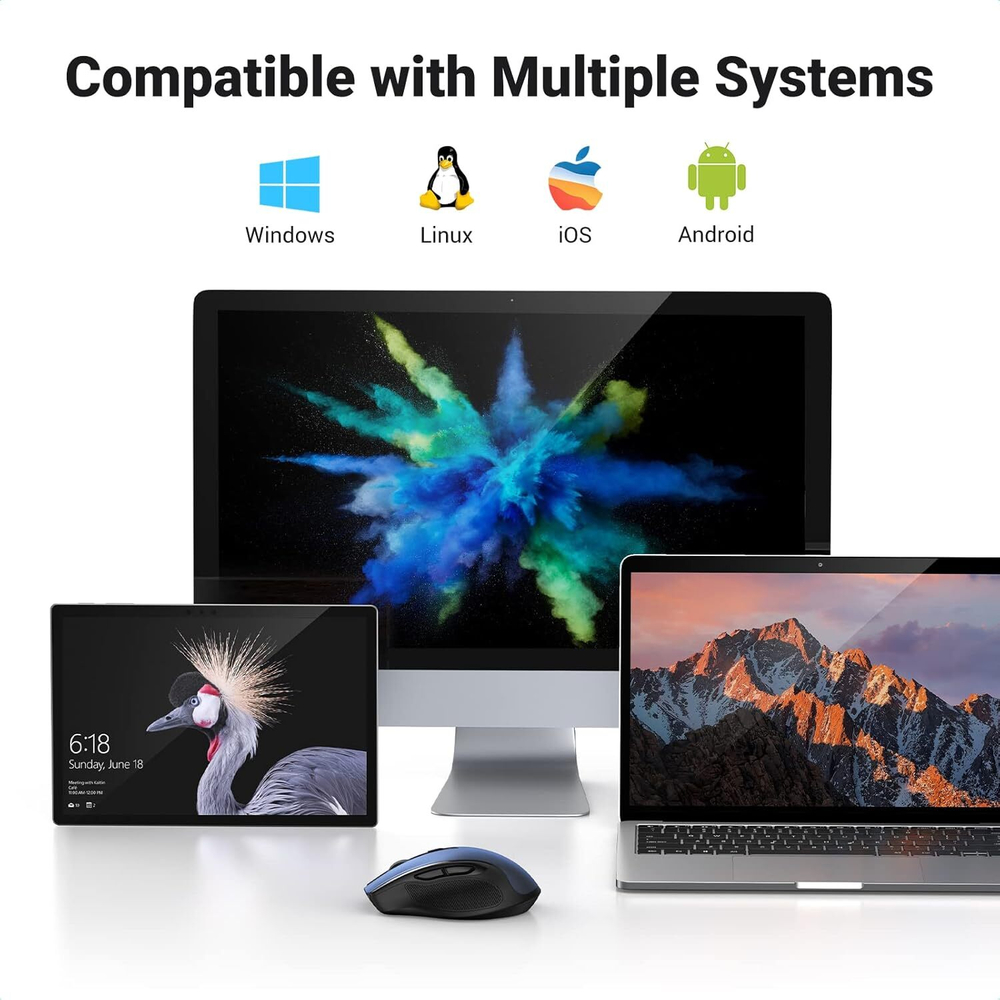 Мышь оптическая беcпроводная MU006, 2.4 GHz, Blue UGREEN 15064