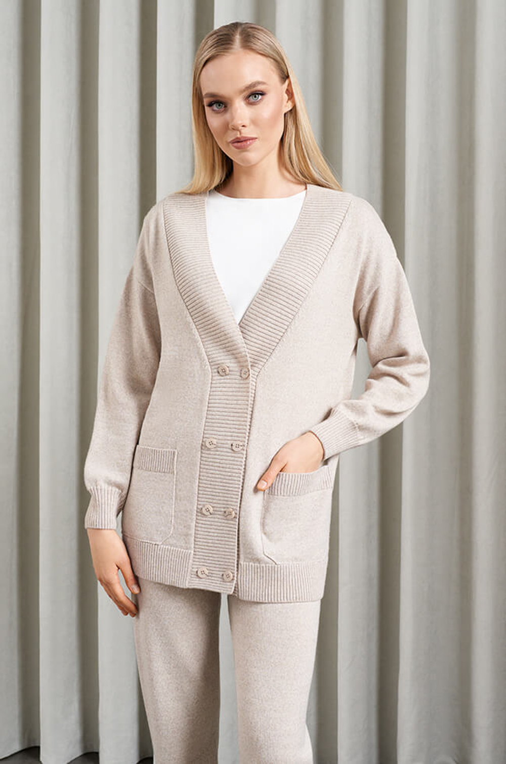 1849 Кардиган женский (бежевый меланж)