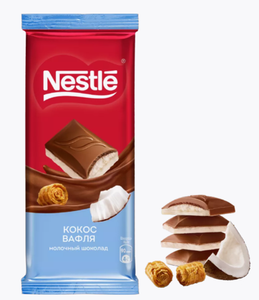 ШОКОЛАД NESTLE МОЛОЧНЫЙ И БЕЛЫЙ С НАЧИНКОЙ С КОКОСОВОЙ СТРУЖКОЙ 82ГР