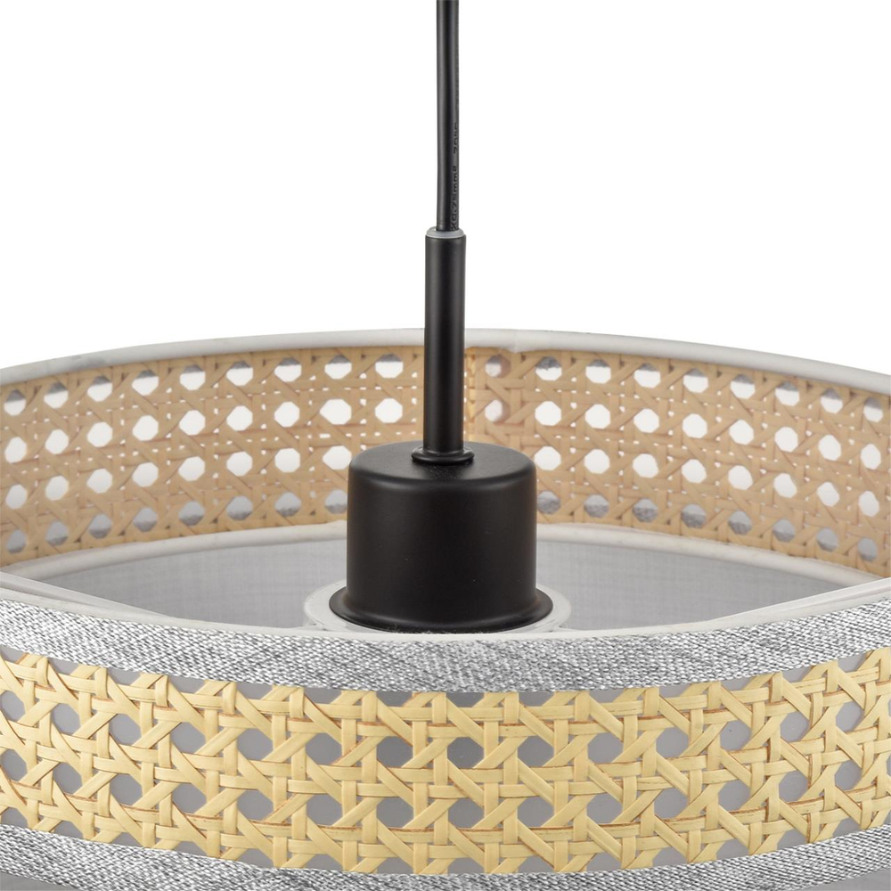 8043/1 MODERNI LN26 338 черный/серый/бежевый, металл/текстиль/ротанг Подвесной светильник Е27 1*60W 220V LAUNA