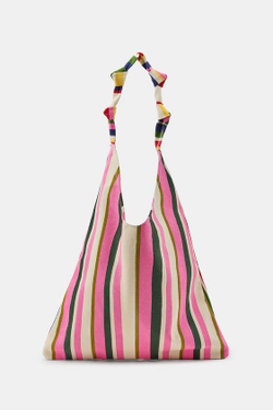 ZARA ХОЛЩОВАЯ СУМКА В ПОЛОСКУ, РАЗНОЦВЕТНЫЙ