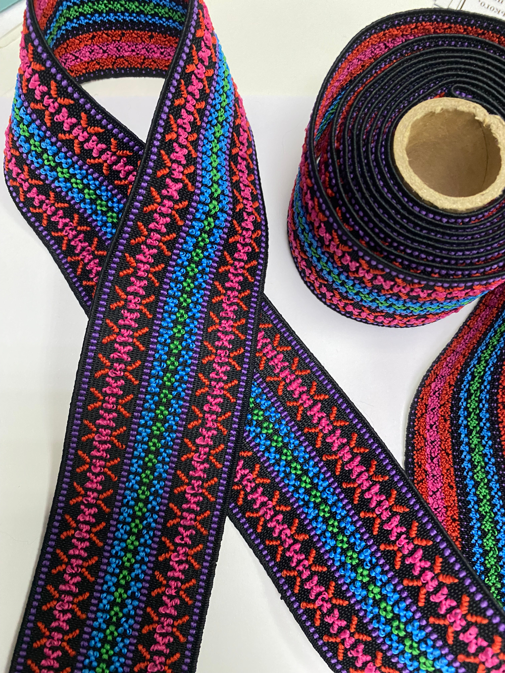 Эластичная лента Color 50 мм узор розовый яркий PRYM 957451