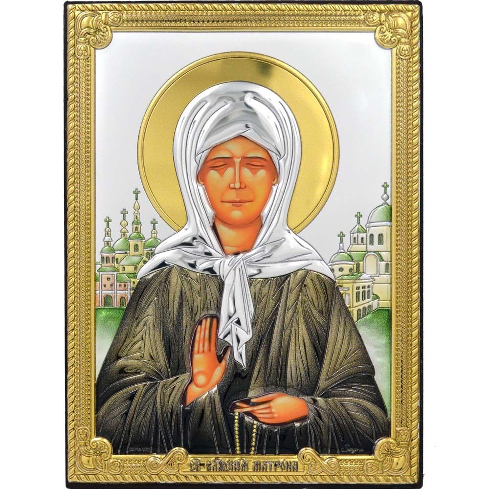 Святая Матрона Московская. Икона в серебряном окладе.