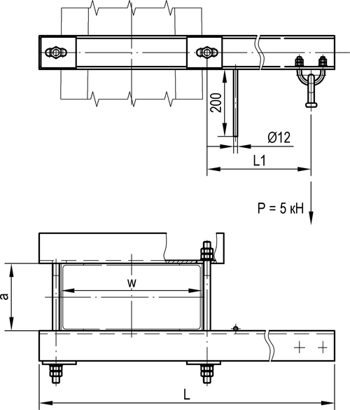 Удлиненный кронштейн троса группового заземления