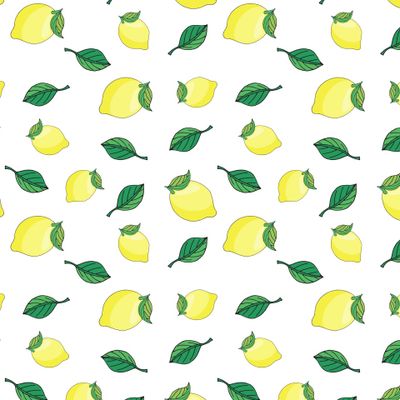 Лимоны с листьями на белом фоне