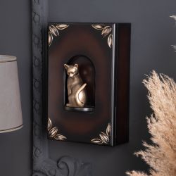 Полка - ключница Кошка Грация Орех Бронза