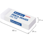 Ластик большой BRAUBERG EXTRA, 60×24×11 мм, белый, ( 4 штуки ), прямоугольный, экологичный ПВХ, картонный держатель.