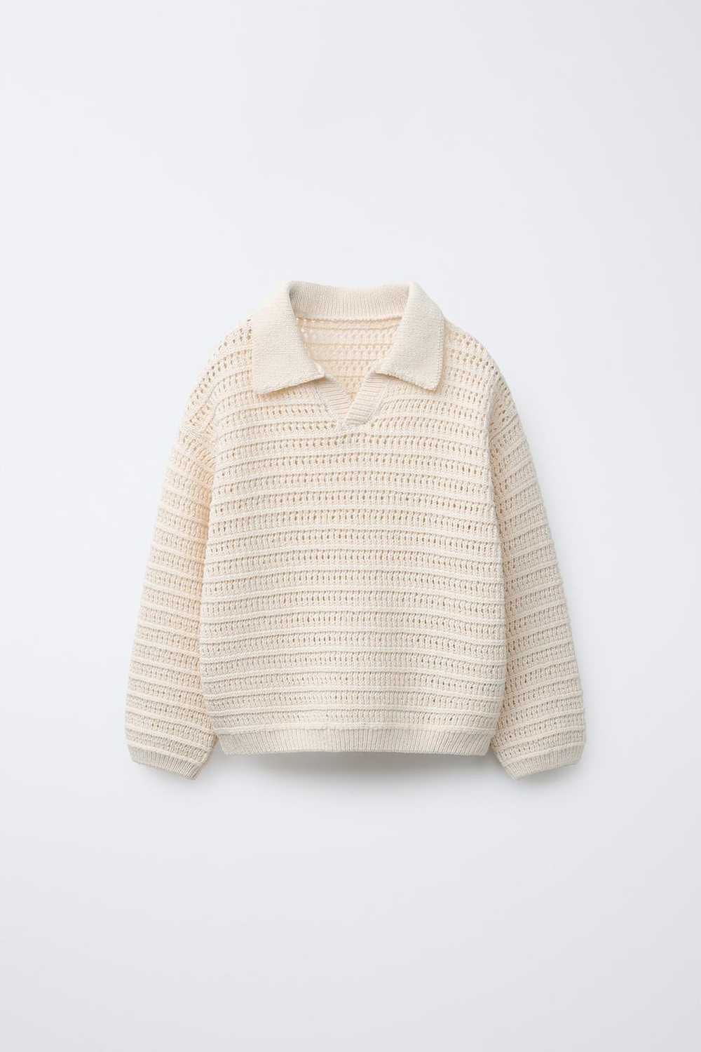 ZARA АЖУРНЫЙ СВИТЕР, ЭКРЮ