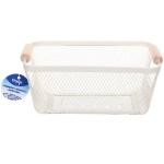 Корзина для хранения металлическая с деревянными ручками «ФАРГО», цвет белый, 17*10*25см (лейбл Селфи)