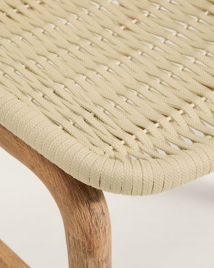 Уличный стул Alipa из массива акации и веревки кремового цвета