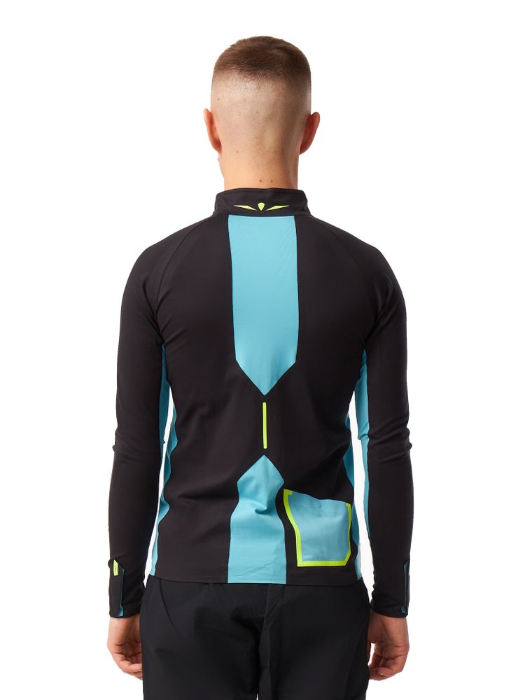 ЛОНГСЛИВ УТЕПЛЕННЫЙ МУЖСКОЙ 3/4 ZIP BRUSH | BLACK/SKYBLUE