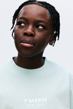 H&M Футболка из хлопка с принтом, бирюзовый