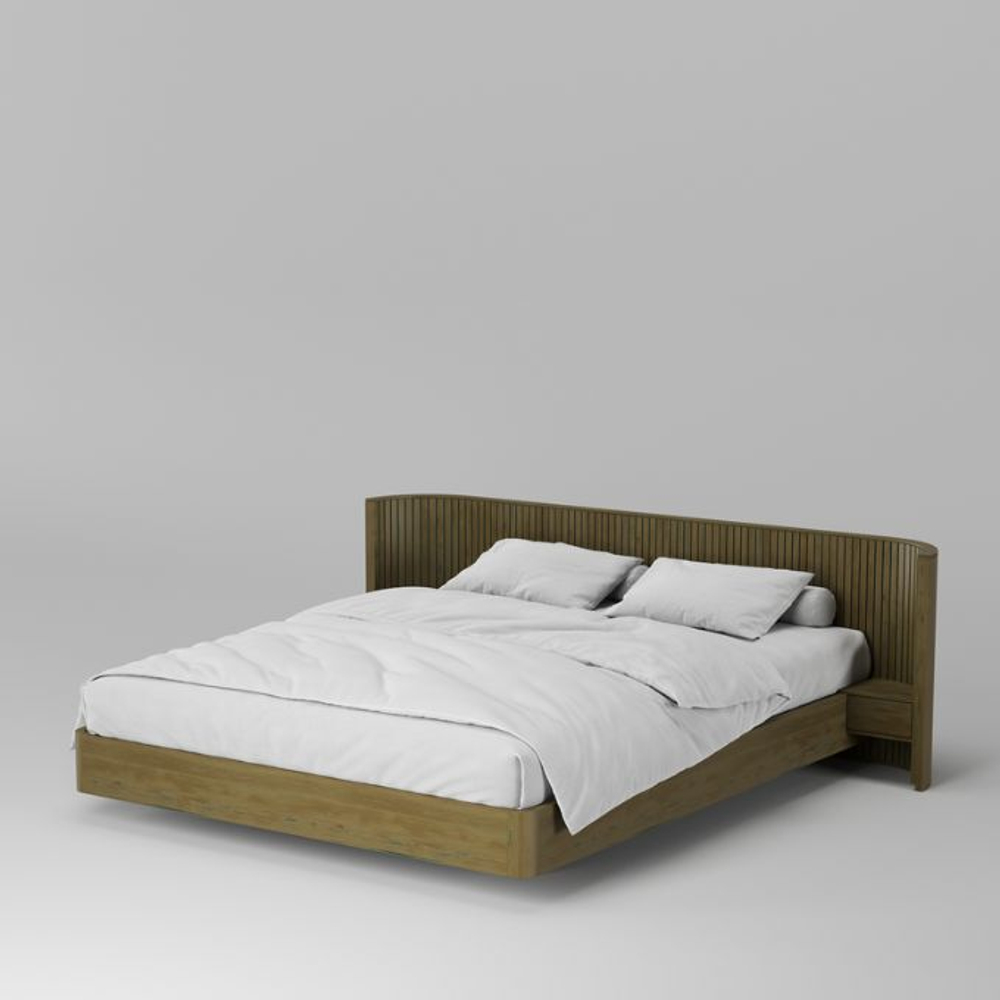 Кровать Эклипс с тумбами 160x200 (натуральный дуб с патиной), высота 75 см