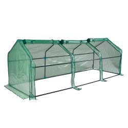 UGH-S33 L270 GREEN-GREEN Парник уличный. 270x90x90см. Металлическая труба в ПВХ. цвет зеленый. Тент из армированного полиэтилена 135г-м2. цвет сетки зеленый. TM ФитоЛето