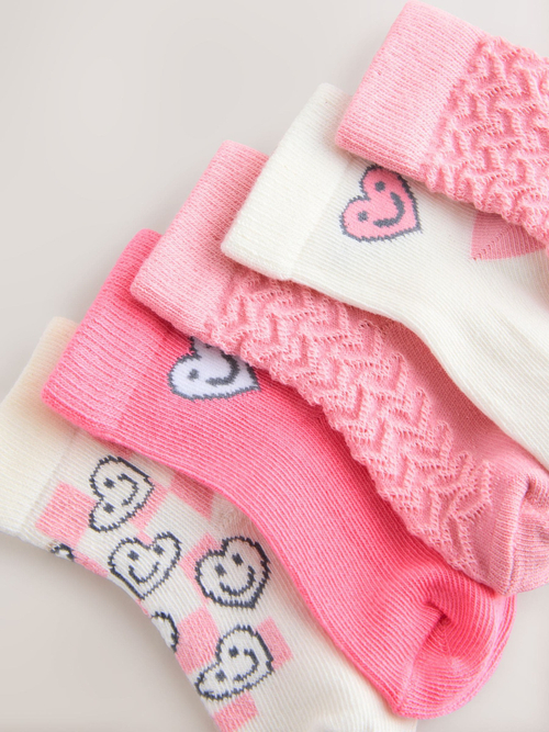 Носки для малышей Next E48-274, 5 шт., Белый, Розовый