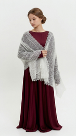 Оренбургский пуховый палантин А16070-02 экрю