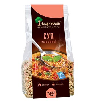 Суп итальянский с красной чечевицей   и макароны "Здороведа", 250г.