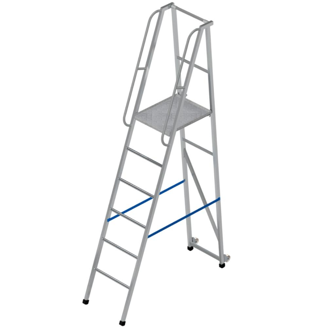 Лестница-платформа фиксированной высоты алюминиевая MEGAL ЛПФВА Н=1.5-3 передвижная