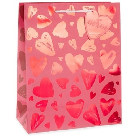Пакет подарочный, Множество сердец, Металлик, 23*18*10 см, 1 шт.