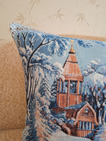 Декоративная гобеленовая наволочка для интерьерной подушки Крещенские морозы 68х47