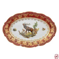 Блюдо овальное Repast Охота красная Мария-тереза 33 см