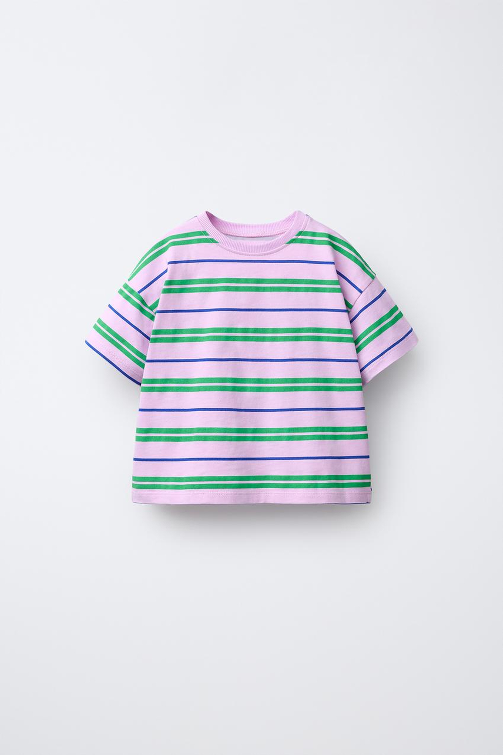 ZARA ФУТБОЛКА В ПОЛОСКУ, ЦВЕТ МАЛЬВЫ