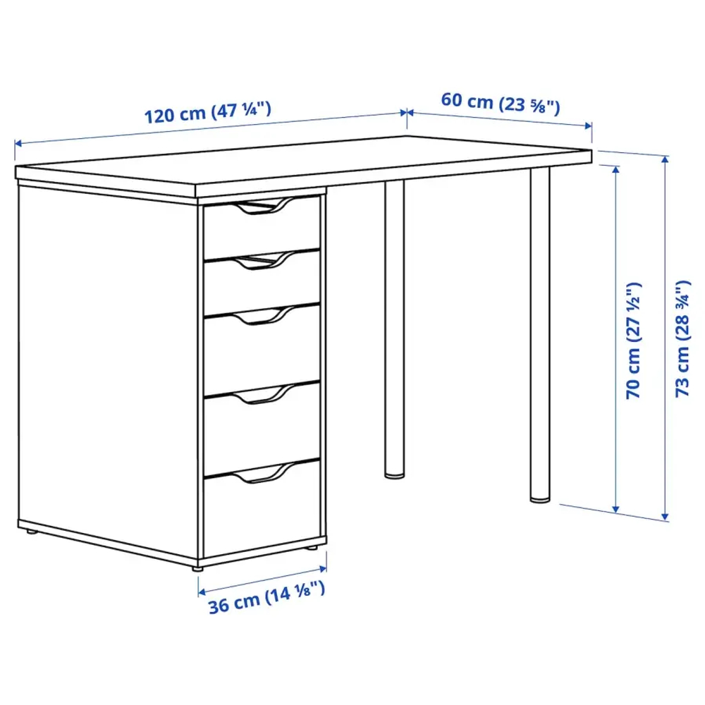 Письменный стол с ящиками - IKEA LAGKAPTEN/ALEX/ЛАГКАПТЕН/АЛЕКС ИКЕА, 120х60 см, антрацит/белый