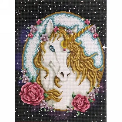 Алмазная мозаика 40*50см «Единорог» с полным заполнением, напечатанной рамкой, на деревянном подрамнике M8605