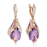 Серьги «Хранители замка» с английским замком из красного золота с аметистом, натуральными топазами white и эмалью