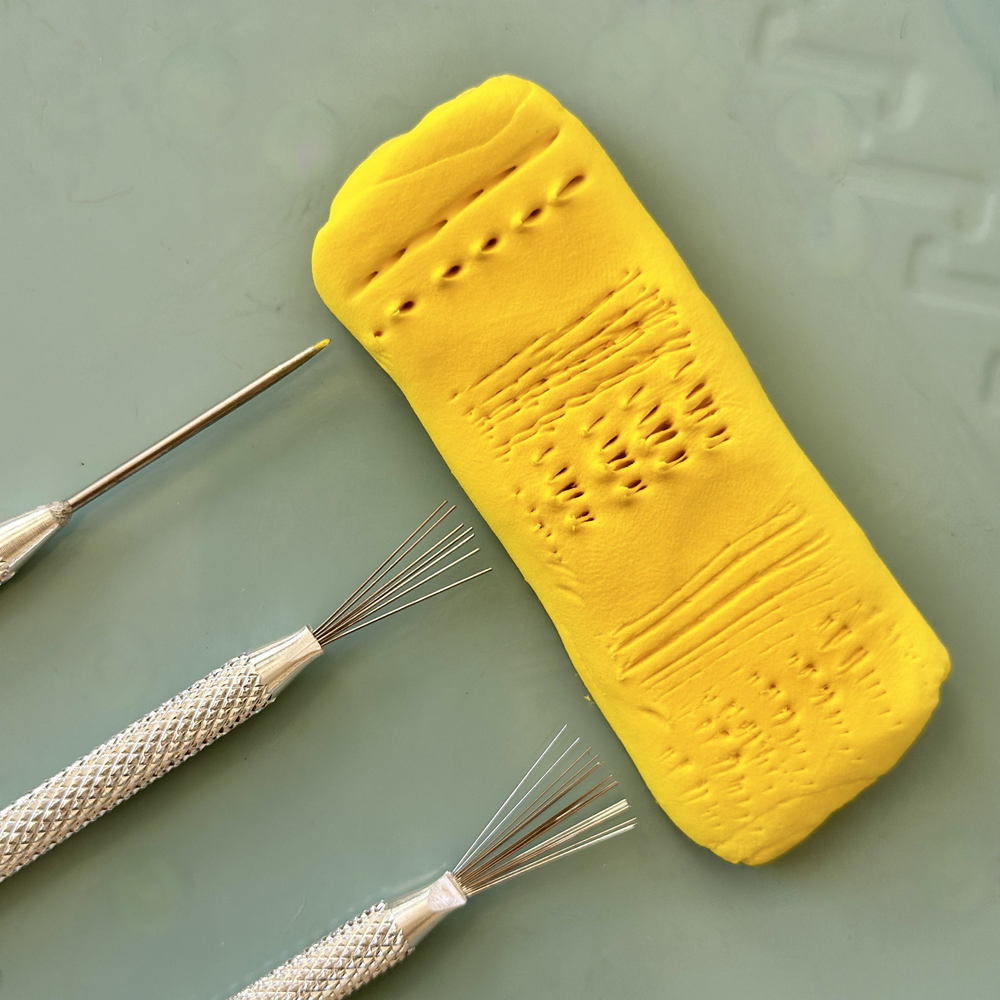 Набор инструментов металлические стеки для лепки "Набор три предмета: 2 текстурные кисти и шило"Кисть текстурная металлическая / стек для лепки