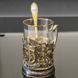 Подстаканник литье Юбилей 55 лет в подарочном футляре