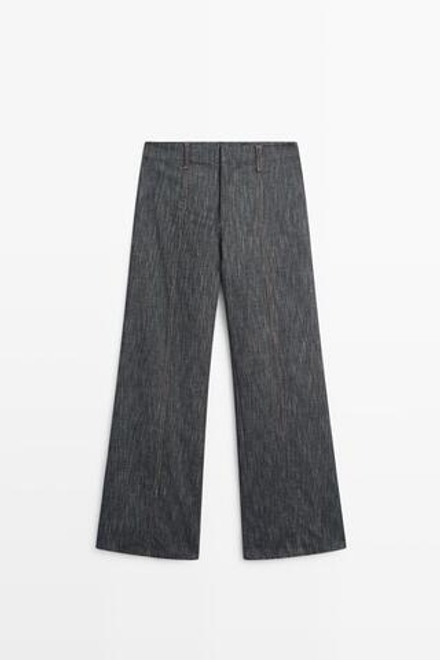 Massimo Dutti Брюки с широкими штанинами под деним, индиго