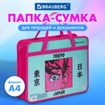 Папка на молнии с ручками BRAUBERG А4 1 отделение пластик 80 мм "Anime city" (3 штуки в упаковке)
