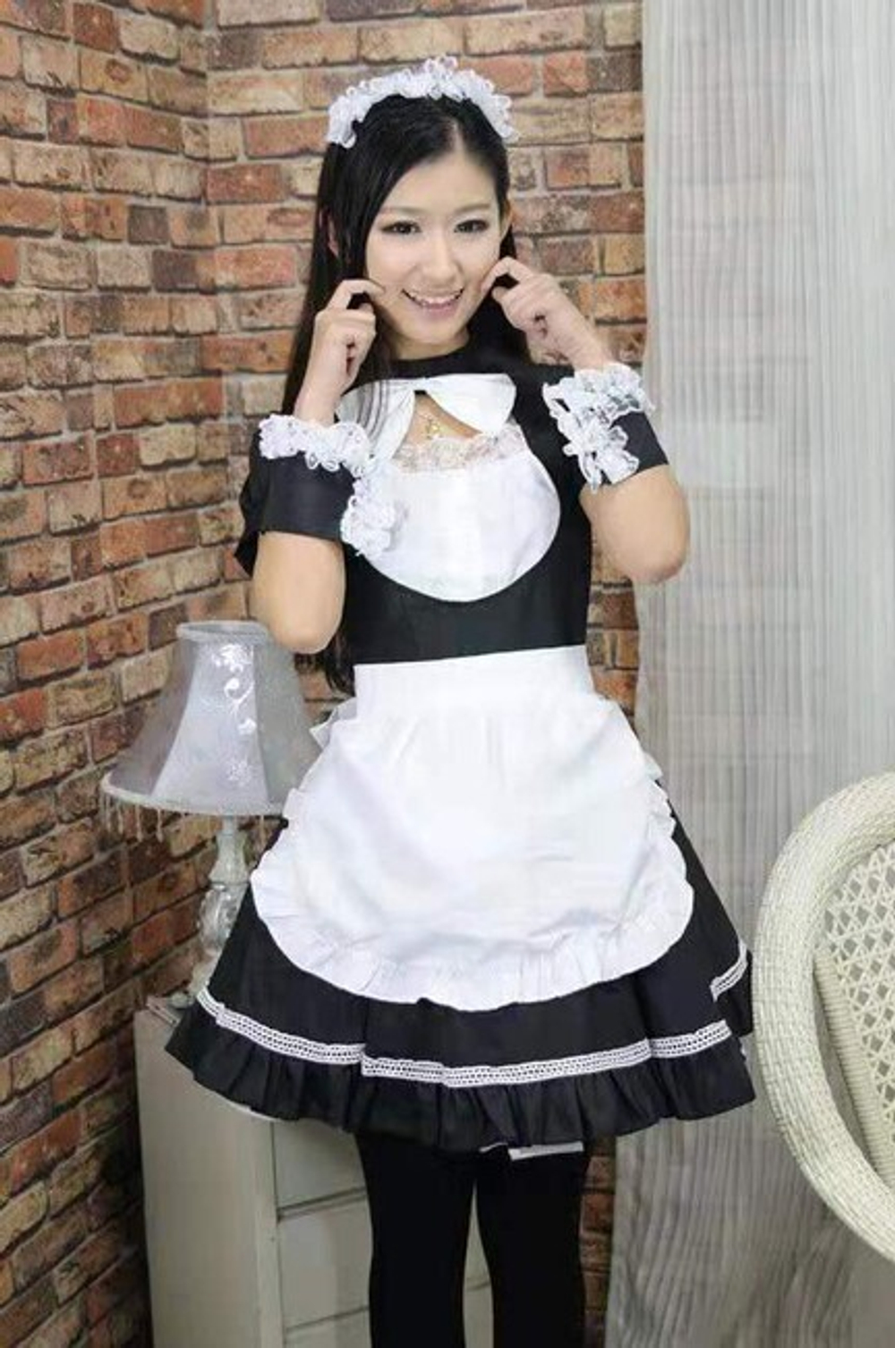 Игровой костюм японской горничной SM (42-44) (Цвет: черный с белым)