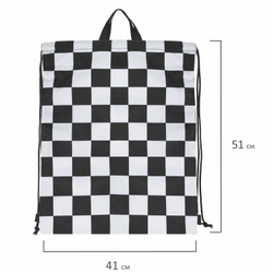 Мешок для обуви BRAUBERG большой удобный с ручкой, 51х41 см, "Black and white", 271595