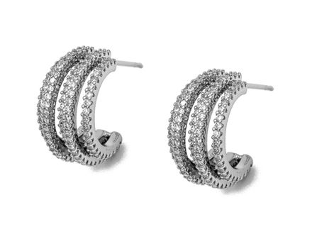 Серьги "Дорожки" 15мм, со стразами