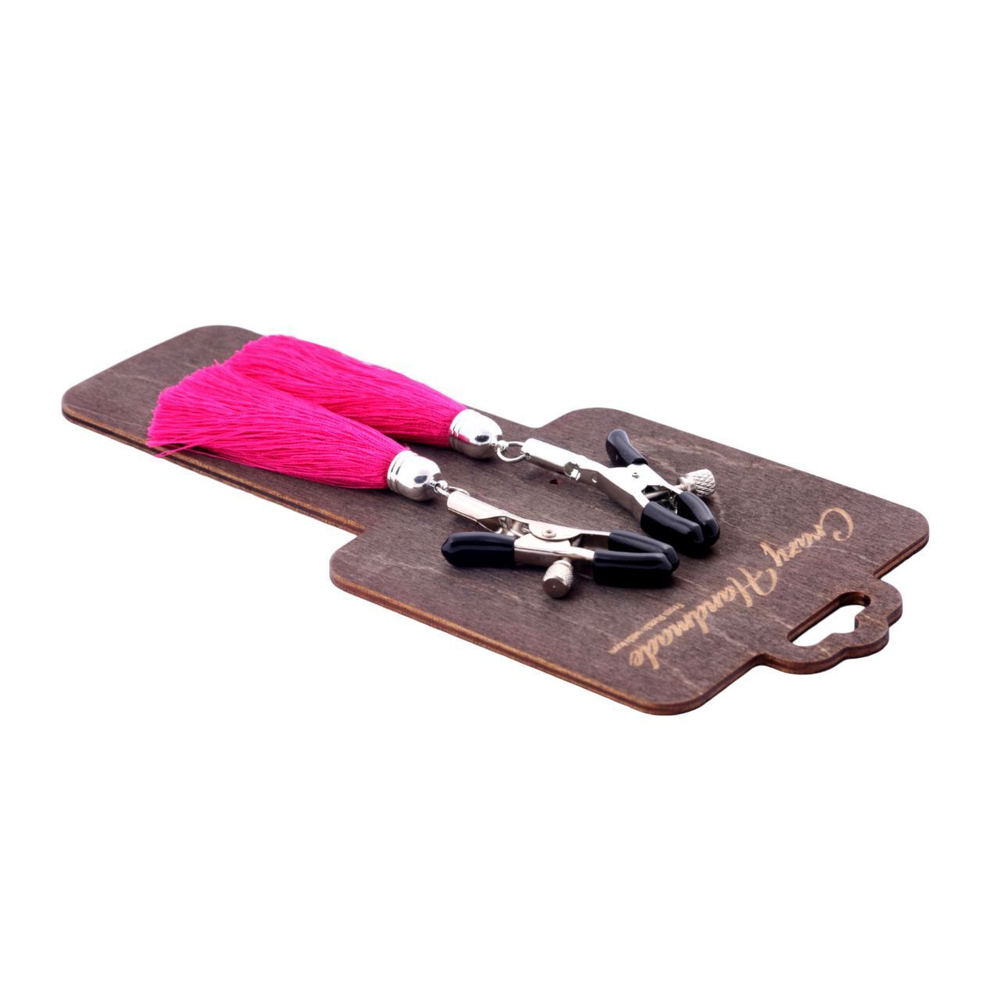 Зажимы на соски с розовыми кисточками из шелка (Цвет: розовый)