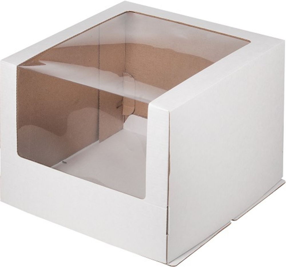 Коробка для торта Белая, 26*26*21 см  (окно)