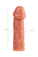 Телесная насадка на фаллос с фиксацией мошонки Cock Sleeve 001 Size M - 15,6 см. (Цвет: телесный)