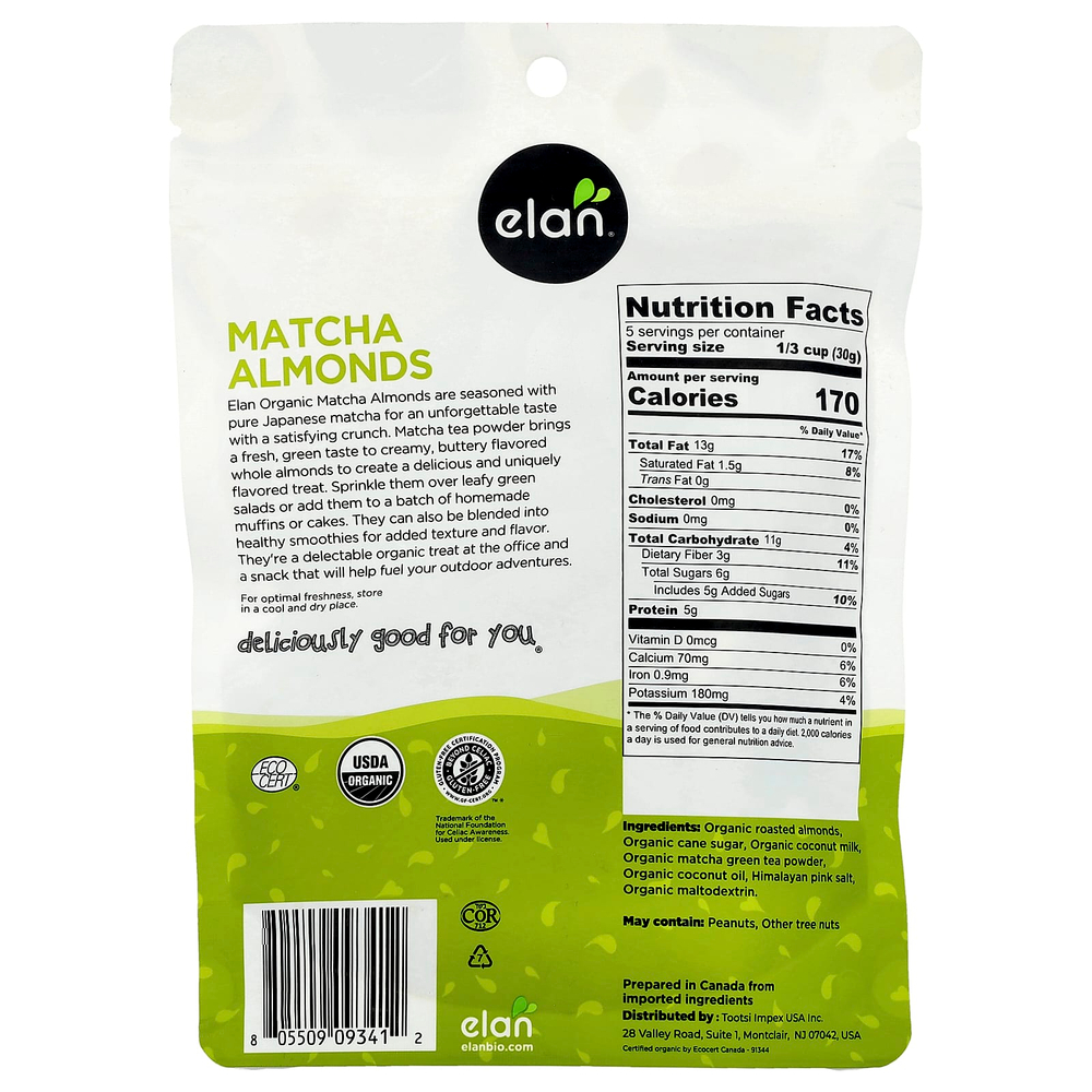 Elan, Органический миндаль матча, 160 г (5,6 унции)
