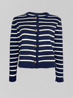 Кардиган F7639-3 в полоску с длинным рукавом на пуговицах
