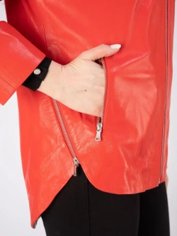 Куртка кожаная натуральная оверсайз с капюшоном