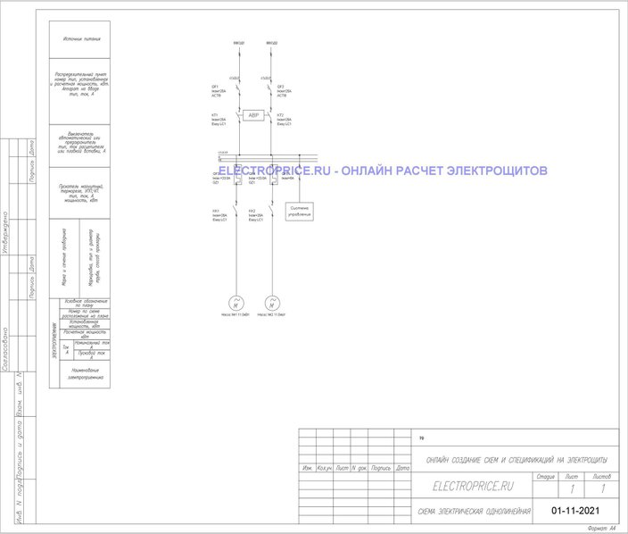 Шкаф управления КНС 11 кВт 2 насоса с АВР Прямой пуск Schneider Electric