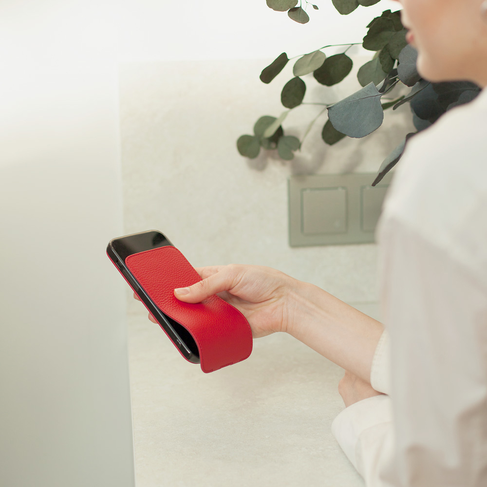 Кожаный чехол для iPhone 16 Pro Max, теленок красного цвета