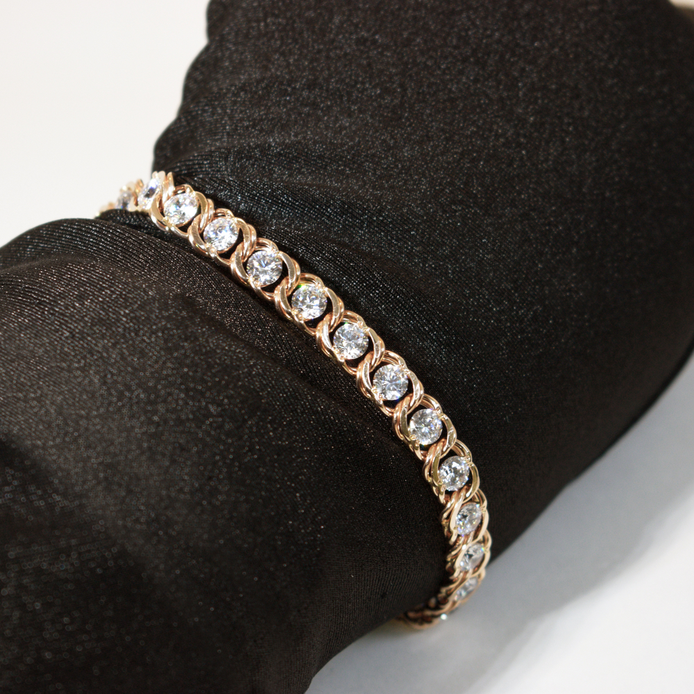 Браслет Арабский бисмарк с бесцветными фианитами