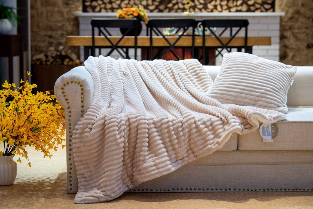 Плед 160x220 Sofi De MarkO Полоса бежевый